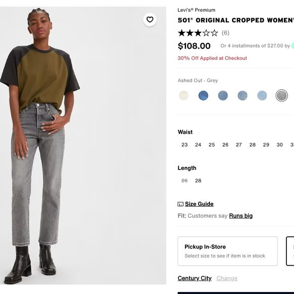 LEVI'S 501 ORIGINAL CROPPED WOMEN'S JEANS - Picture 5 of 8